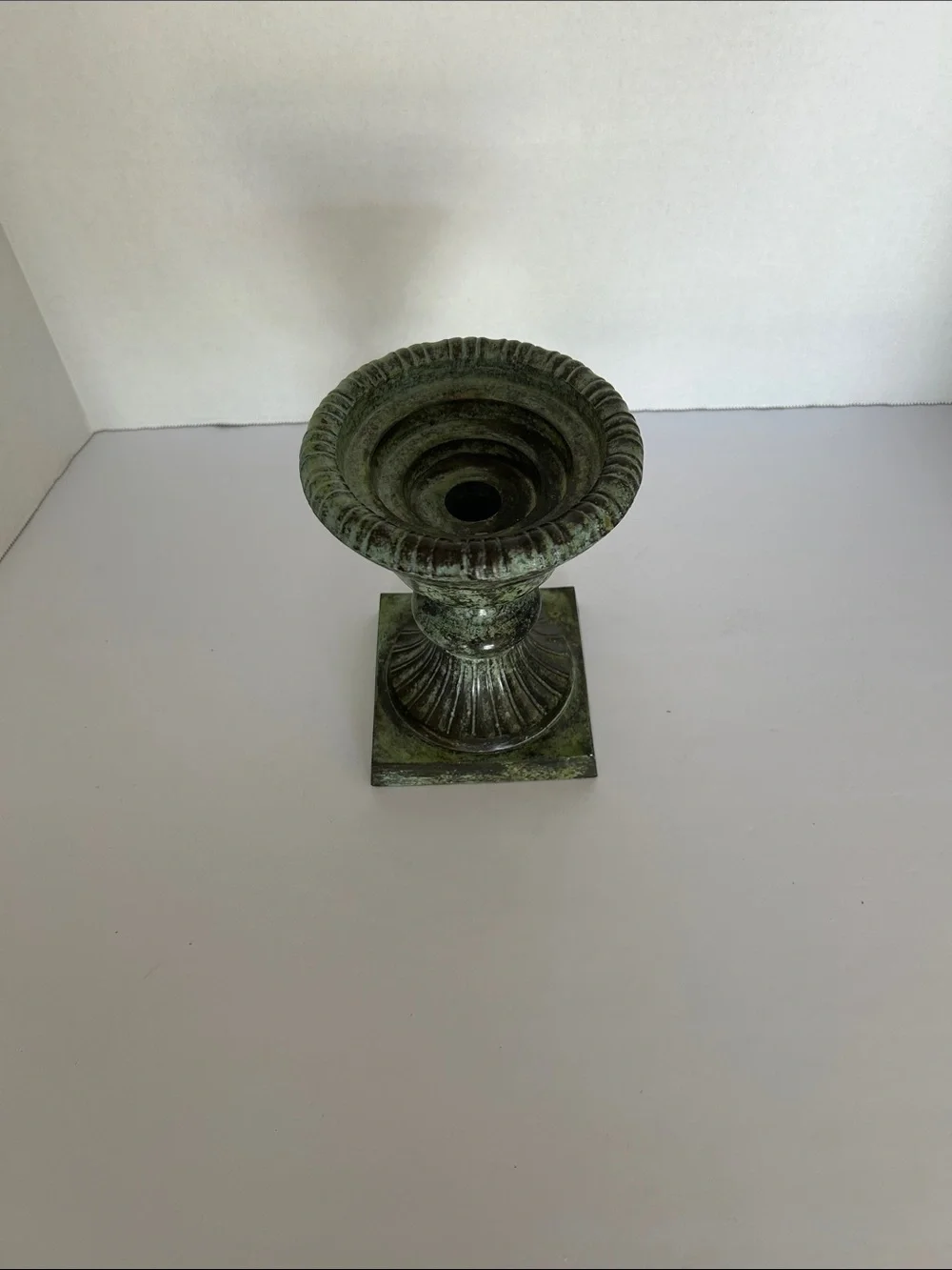 Decorative Green Patina Urn Pedestal / Candle Holder